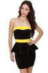World Premier Strapless Yellow and Black Dress