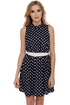 In the Spotlight Navy Blue Polka Dot Dress