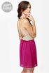 Back Beauty Taupe and Magenta Dress