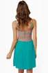 Picture Perfect Taupe and Teal Dress