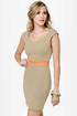 Rock Studdy Neon Orange and Beige Dress