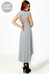 LULUS Exclusive Cross to Bare Grey Midi Dress