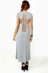 LULUS Exclusive Cross to Bare Grey Midi Dress