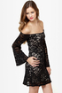 Ring My Bell Off-the-Shoulder Black Lace Dress