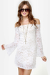 Ring My Bell Off-the-Shoulder Ivory Lace Dress