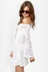 Ring My Bell Off-the-Shoulder Ivory Lace Dress