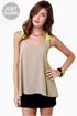 Pop and Lock Neon Yellow and Taupe Tank Top