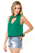 LULUS Exclusive Collared Queens Sleeveless Green Top