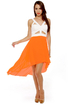 For Keeps Ivory and Neon Orange Dress