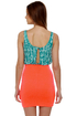 Solstice Party Blue and Neon Orange Dress