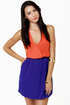 Back Beauty Orange and Blue Dress
