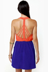 Back Beauty Orange and Blue Dress
