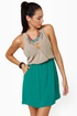 Back Beauty Taupe and Teal Dress