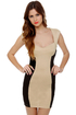 Friday Funday Black and Beige Dress
