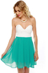 Ta-ra-ra Bustier! White and Turquoise Dress