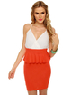 Highbrow and Low Cut White and Orange Dress