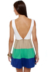 Color Bar Quartet Taupe and Teal Color Block Dress