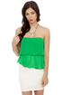 Time Flies Strapless White and Green Dress