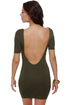 Plunges Past Olive Green Dress
