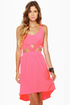 Catch the Wind Neon Pink Cutout Dress