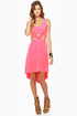 Catch the Wind Neon Pink Cutout Dress