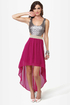 High Sequin-cy Magenta High-Low Sequin Dress