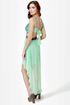 Crank up the sequin-frequency with the High Sequin-cy Mint Green High-Low Sequin Dress! Sequin bodice with a tie back, side cutouts, and a high-low chiffon skirt.