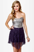 The Works Purple and Silver Sequin Lace Dress