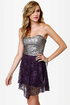 The Works Purple and Silver Sequin Lace Dress