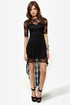 Wish You Were Sheer Black High-Low Lace Dress