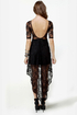 Wish You Were Sheer Black High-Low Lace Dress