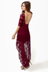 Wish You Were Sheer Burgundy High-Low Lace Dress
