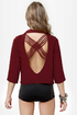 Opening Lines Backless Burgundy Blazer