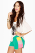 Windsurfer Girl Color Block Teal Shorts