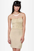 First Place Laced Strapless Beige Dress