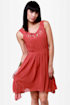 Pleat Smarts Brick Red Dress