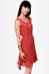 Pleat Smarts Brick Red Dress
