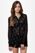 Parrot Aces Sheer Print Top