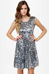 News Flash Silver Sequin Dress