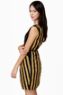 Darling Serena Black and Gold Striped Dress