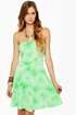 Tied and True Strapless Tie-Dye Green Dress