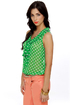 Presto Chango Green Polka Dot Top