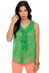 Presto Chango Green Polka Dot Top