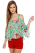 Mahalo Mama Green Floral Print Top