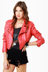 Thriller Coral Red Vegan Leather Jacket