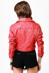 Thriller Coral Red Vegan Leather Jacket