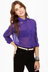 Gentleman Collar Sheer Indigo Blue Top
