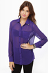 Gentleman Collar Sheer Indigo Blue Top