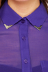 Gentleman Collar Sheer Indigo Blue Top