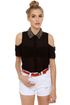 Your True Collars Shine Beaded Black Top